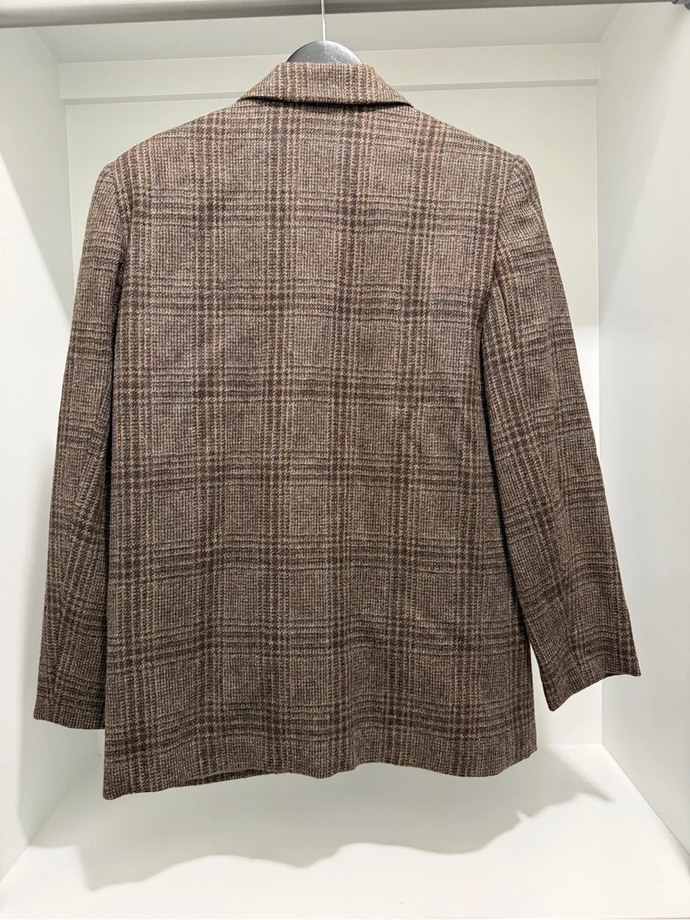 Vintage Worthington 100% wool brown Glen Plaid one button lined blazer size 8